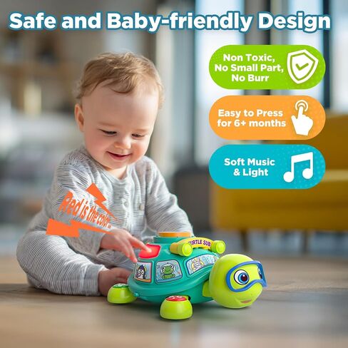 Vahome Musical Crawling Turtle Toy for Babies 3–12 Months, Light-up Educational Baby Toy for 6 7 8 9 10-12 Month Old Boy Girl, Bilingual Development Infant Gifts for 3 4 5 6-12 Months (Green) in Kuwait