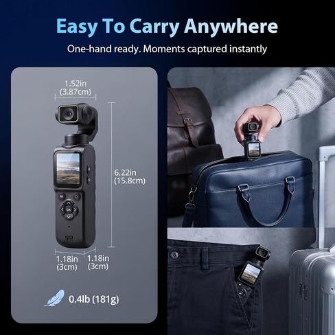4K Vlogging Camera for YouTube Handheld Action Camera Mini Bodycam | 4K Video Recording&75MP Photo | Rotating Lens&Face Tracking | 1.72in Touchscreen | Bluetooth | Tripod, Lanyard and 16GB Card in Kuwait