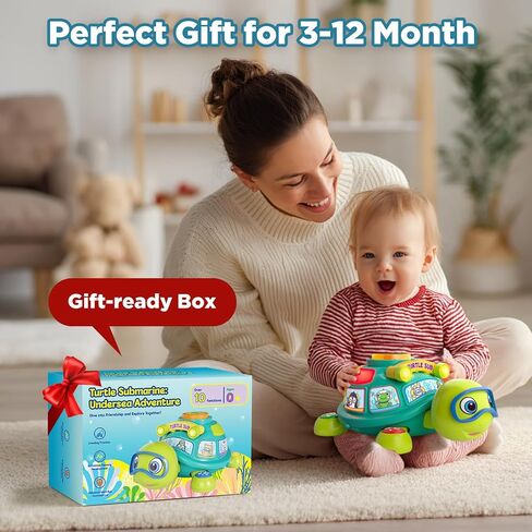 Vahome Musical Crawling Turtle Toy for Babies 3–12 Months, Light-up Educational Baby Toy for 6 7 8 9 10-12 Month Old Boy Girl, Bilingual Development Infant Gifts for 3 4 5 6-12 Months (Green) in Kuwait