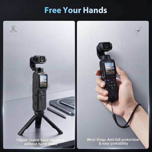 4K Vlogging Camera for YouTube Handheld Action Camera Mini Bodycam | 4K Video Recording&75MP Photo | Rotating Lens&Face Tracking | 1.72in Touchscreen | Bluetooth | Tripod, Lanyard and 16GB Card in Kuwait
