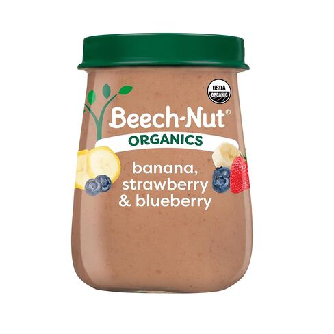 Beech‑Nut Organics Banana, Strawberry & Blueberry Baby Food Jars, Stage 2 for 6+ Months, USDA Certified Organic, Non‑GMO, No Added Sweeteners, 4 oz Glass Baby Food Jars, 10 ct in Kuwait