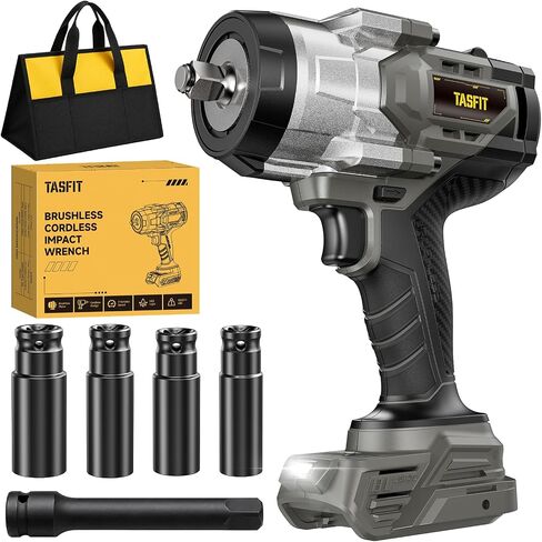 1/2" Impact Wrench, Compatible with DeWalt 20V Battery, 1500N.m(1106Ft-Lbs) High Torque Brushless Impact Gun with 3-Speed, 4 Sockets for Car/Truck (Bare Tool & NO Battery) in Kuwait