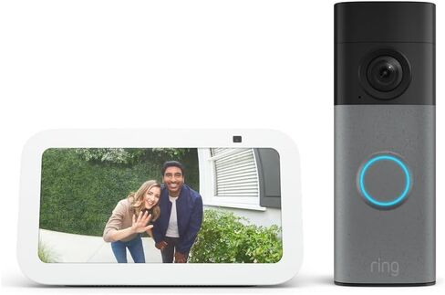Amazon Echo Show 5 Smart Display with Alexa+ & Ring Battery Doorbell Bundle - 2x Bass, Retinal 2K Video, 6x Enhanced Zoom, Cloud Blue & Speckled Gray in Kuwait