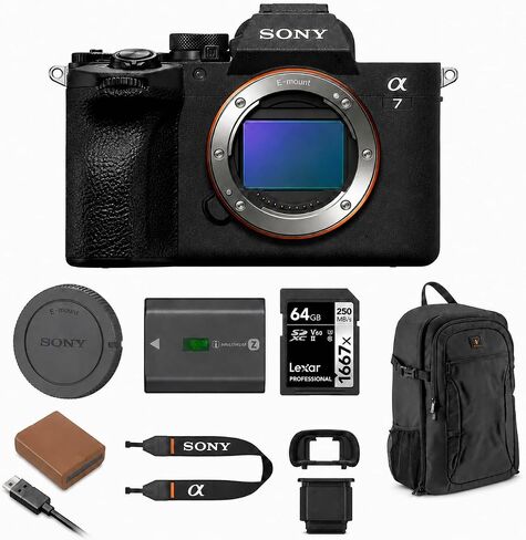 Sony Alpha a7 V Mirrorless Camera, 33MP Partially-Stacked Exmor RS Sensor, BIONZ XR2 Processor, AI Autofocus, 4K 60p 10-Bit Video, Bundle with 64GB SD, Backpack, Extra Battery, Sony 1-Year Warranty in Kuwait