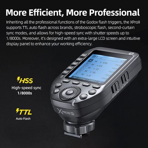 Godox XProII-F TTL Wireless Flash Trigger 1/8000s HSS, TCM Instantaneous Switching, APP Control, 16 Groups 32 Channels, Large LCD Display, Stable Signal, Responsive, Suitable for Fujifilm Cameras in Kuwait