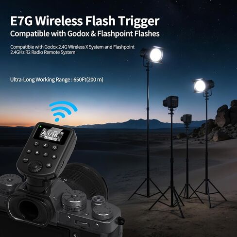 Wireless Flash Trigger for Canon for Sony for Nikon for Fuji Cameras | Compatible with Godox 2.4G Wireless X System & Flashpoint R2 Radio Remote System, 32 Channels 5 Groups 650FT Working Range in Kuwait