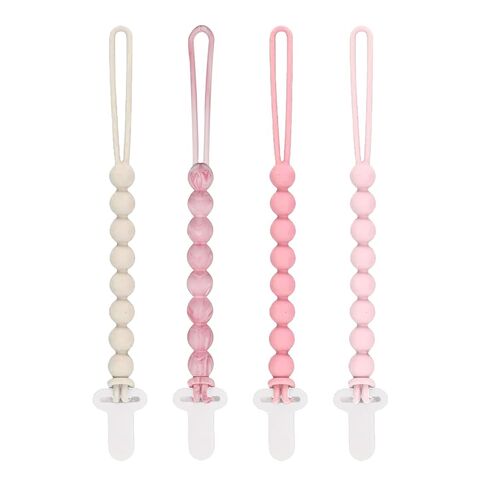 Pacifier Clip for Girls - MORIBOX 4 Pack Paci Clip Soothie Baby Binky Holder for Shower Birthday Gift in Kuwait