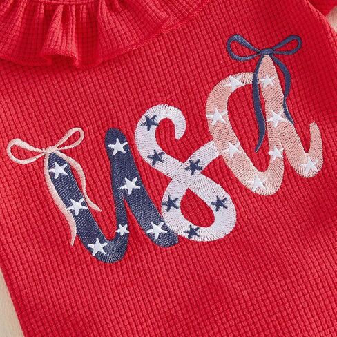 Sejardin Infant Baby Girl Summer Clothes Letter Print Ruffle Short Sleeve Tops and Stretch Shorts Cute Toddler Outfit in Kuwait