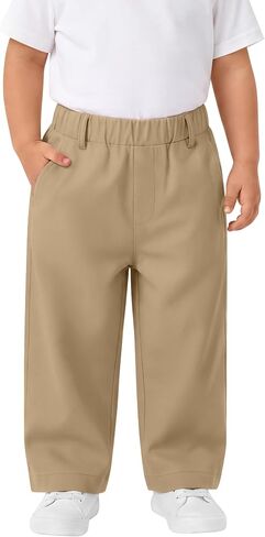 Toddler Boys' Dress Uniform Pant | Toddler Pant, Elastic Waist, Flat Front, 18M-5T, Baby Clothes, with 4 Pockets, Straight Leg, Dressy Casual, Formal, Preschool in Kuwait