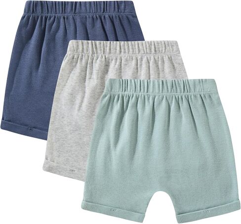 TRND O&X Baby Boy 3-Pack Cotton Rib Shorts, Soft Casual Shorts with Pockets in Saudi Arabia
