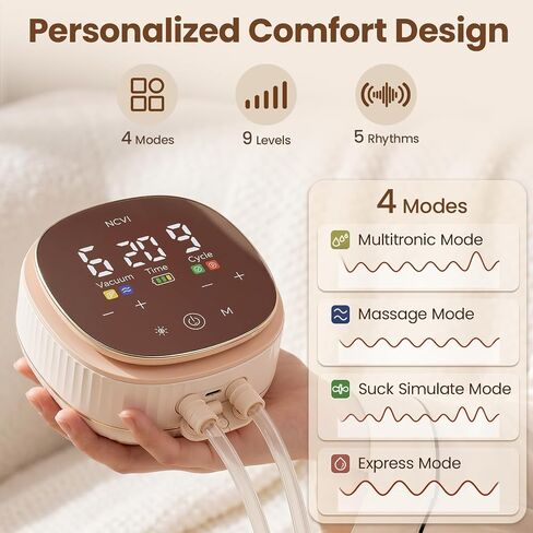 NCVI Electric Breast Pump, 2-in-1 Wearable & Bottle Breast Pump with Micro-Vibration Comfort, 4 Modes 9 Levels, 4400mAh Rechargeable Hands-Free Portable Pump for Home, Work & Travel in Kuwait