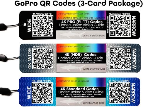 Underwater Video Guide (3-Card Package) with QR Code Camera Settings for use with GoPro HERO9, HERO10, HERO11, HERO12, HERO13, and Mission Cameras. in Kuwait
