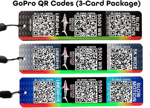 Underwater Video Guide (3-Card Package) with QR Code Camera Settings for use with GoPro HERO9, HERO10, HERO11, HERO12, HERO13, and Mission Cameras. in Kuwait