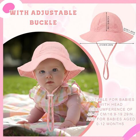 4 Pack Muslin Baby Sun Hat UPF 50+ Sun Protection Wide Brim Bucket Hat Summer Beach Hats for Toddler Infant Boys Girls in Kuwait