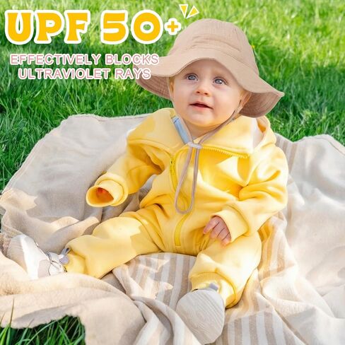 4 Pack Muslin Baby Sun Hat UPF 50+ Sun Protection Wide Brim Bucket Hat Summer Beach Hats for Toddler Infant Boys Girls in Kuwait