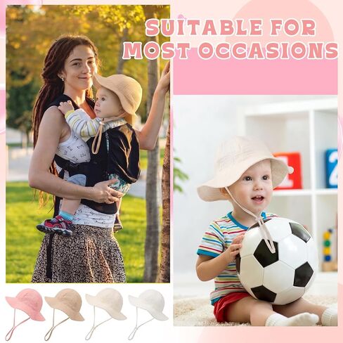 4 Pack Muslin Baby Sun Hat UPF 50+ Sun Protection Wide Brim Bucket Hat Summer Beach Hats for Toddler Infant Boys Girls in Kuwait