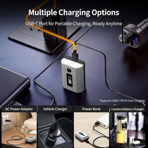 1-Pack 2600mAh NP-FZ100 Rechargeable Camera Battery USB-C Fast Charging | The LCD displays the battery level and the number of charge cycles,The battery can be charged directly via USB-C in Kuwait
