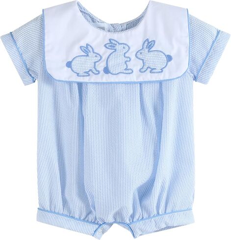 Lil cactus Baby and Boys Blue Stripe Bunny Romper in Kuwait