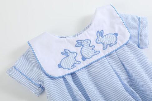 Lil cactus Baby and Boys Blue Stripe Bunny Romper in Kuwait