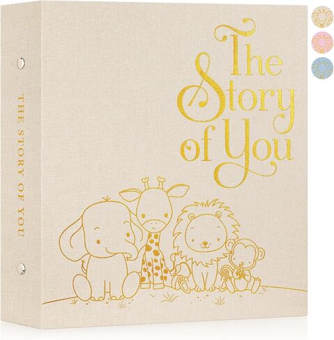 Ywlake Baby Photo Album 4x6 300 Pockets, Animal Linen Newborn Bebe Ultrasound Photo Album with Memo Writing Area Photo Book, Picture Album for kids, Baby Girl Boy Memory Book Keepsake (Beige) in Kuwait