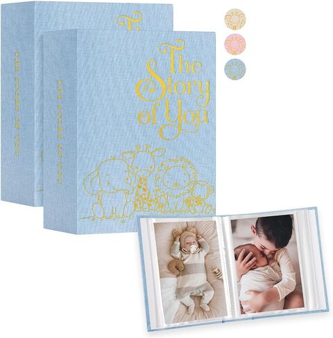Ywlake Baby Photo Album 4x6 300 Pockets, Animal Linen Newborn Bebe Ultrasound Photo Album with Memo Writing Area Photo Book, Picture Album for kids, Baby Girl Boy Memory Book Keepsake (Beige) in Kuwait