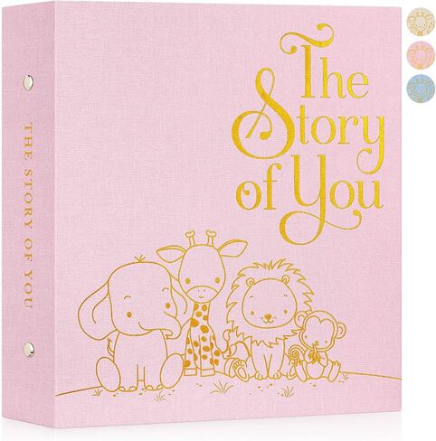 Ywlake Baby Photo Album 4x6 300 Pockets, Animal Linen Newborn Bebe Ultrasound Photo Album with Memo Writing Area Photo Book, Picture Album for kids, Baby Girl Boy Memory Book Keepsake (Beige) in Kuwait