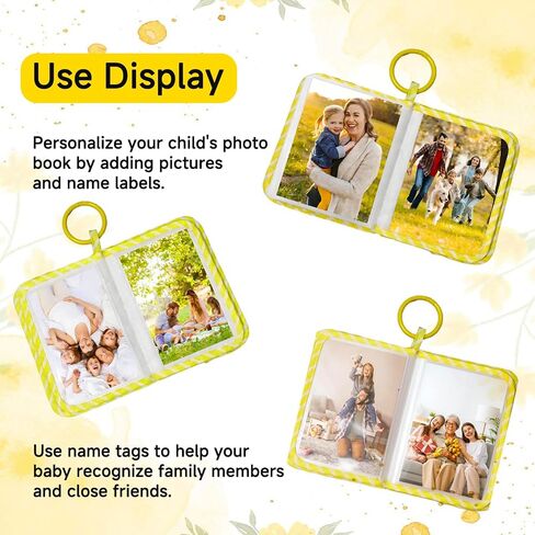 Soft Baby Photo Album 4x6 - My First Family Picture Book with Safe Mirror & Stroller Hook, Cloth Memory Keepsake for Newborn Infant Toddler, Early Learning Sensory Toy Gift for Shower in Kuwait