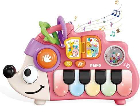 Baby Musical Piano Toys for Toddler age1-3, Busy Board with Music & Light, Birthday Toy for Infant Toddler 1-3 Years and Older Boy Girl Gifts (Pink-Hedgehog) in Kuwait