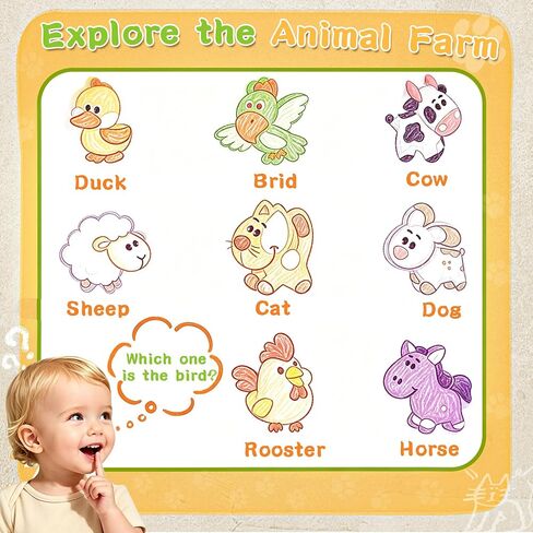 Toddler Montessori Toys for 1 Year Old Boy Girl, Birthday Gifts for 1 Year Old Boys Girls, Toddler Educational Learning Guitar Toys with LED-Light & Animals Sounds, 1st Birthday Boy Girl Gifts in Kuwait