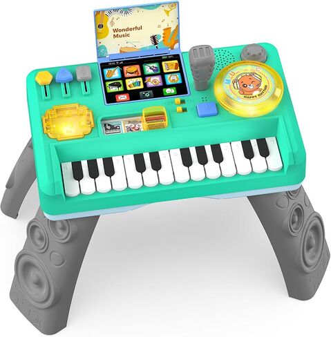 Baby DJ Table for Toddler 1-3, Musical Toys Baby Piano with Music & Light Toddler Activity Table Toys for 1 2 Year Old Boy Girl Educational Learning Music Instruments Infant First Birthday Gifts in Kuwait
