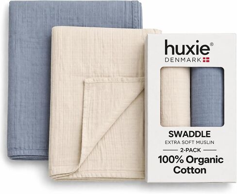 Muslin Baby Swaddle Blanket 100% Organic Cotton 47" x 47" (Natural Stripe) in Kuwait