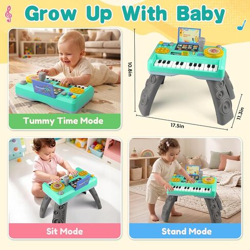 Baby DJ Table for Toddler 1-3, Musical Toys Baby Piano with Music & Light Toddler Activity Table Toys for 1 2 Year Old Boy Girl Educational Learning Music Instruments Infant First Birthday Gifts in Kuwait