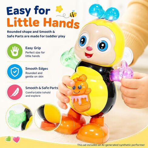 Dancing Bee Toy with Music & LED Lights – Juguete de Abeja Bailarina con Sonidos y Luces para Niños, Preschool Sensory Learning Toy for Toddlers in Kuwait
