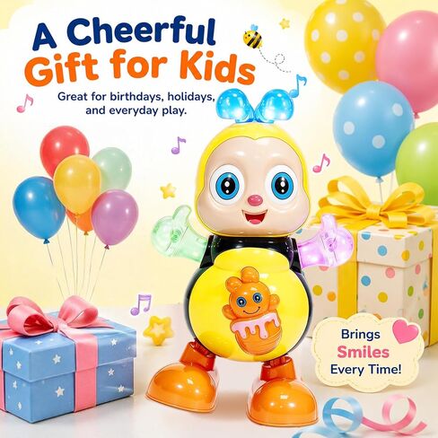 Dancing Bee Toy with Music & LED Lights – Juguete de Abeja Bailarina con Sonidos y Luces para Niños, Preschool Sensory Learning Toy for Toddlers in Kuwait
