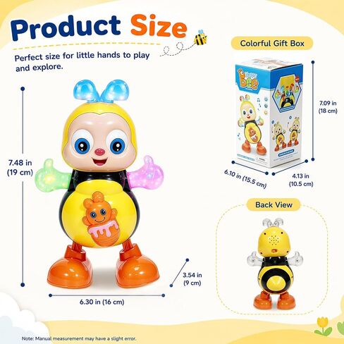 Dancing Bee Toy with Music & LED Lights – Juguete de Abeja Bailarina con Sonidos y Luces para Niños, Preschool Sensory Learning Toy for Toddlers in Kuwait