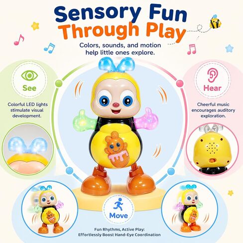 Dancing Bee Toy with Music & LED Lights – Juguete de Abeja Bailarina con Sonidos y Luces para Niños, Preschool Sensory Learning Toy for Toddlers in Kuwait