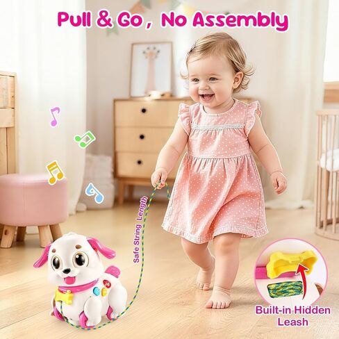 Yunaking Musical Puppy Toy for 1 Year Old Girl Gifts: Interactive Learning Baby Toy 6-12- 18 Months, Auto-Avoid Obstacle, Encourages Crawling & Walking, 1st Birthday Xmas Gift for 1 2 Year Old Girl in Kuwait