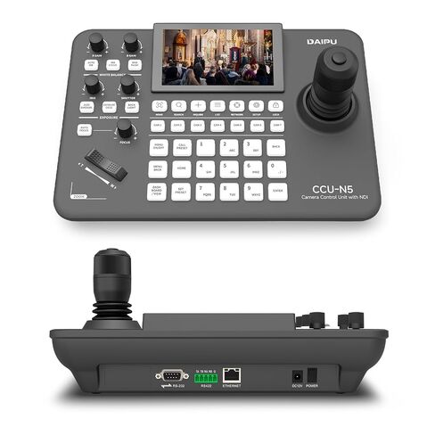 DAIPU PTZ Camera Controller with 5-Inch LCD Screen 4D Joystick LAN RS232 RJ45 RS485/422 DC12V Professional Control Keyboard for Church Worship Live Streaming Video Conference Events in Kuwait
