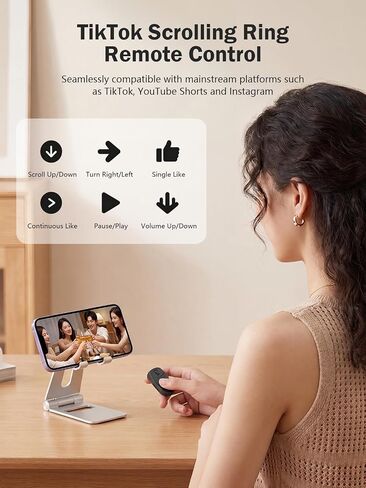 TikTok Scrolling Ring for iphone, Bluetooth Page Turner for iPad iOS Android Tablet, Fingertip Wireless Scroller Page Turner for, TikTok, YouTube, Instagram, Android Phone, Camera Remote Control in Kuwait