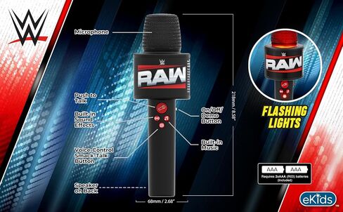 eKids WWE Smack Talk Microphone Toy with Built-in Music and Sound Effects, for Fans of WWE Toys in Kuwait