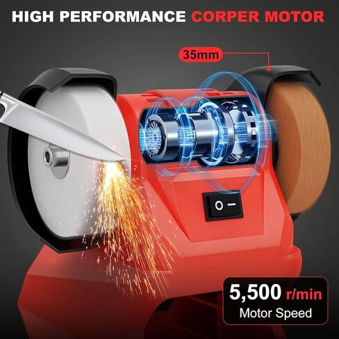 Rozlchar Cordless Bench Grinder Polisher Compatible for Milwaukee 18V(No Battery), 5500 RPM Mini Sander with Dual Grinding Wheels for Rust Removal, Drill Bit Sharpening, Knife & Steel Polishing in Kuwait