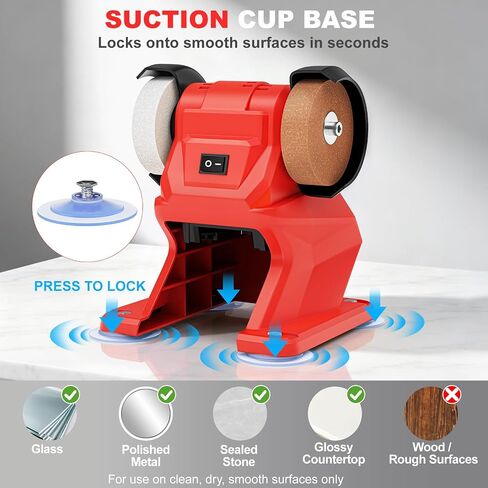 Rozlchar Cordless Bench Grinder Polisher Compatible for Milwaukee 18V(No Battery), 5500 RPM Mini Sander with Dual Grinding Wheels for Rust Removal, Drill Bit Sharpening, Knife & Steel Polishing in Kuwait