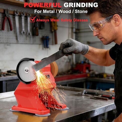 Rozlchar Cordless Bench Grinder Polisher Compatible for Milwaukee 18V(No Battery), 5500 RPM Mini Sander with Dual Grinding Wheels for Rust Removal, Drill Bit Sharpening, Knife & Steel Polishing in Kuwait