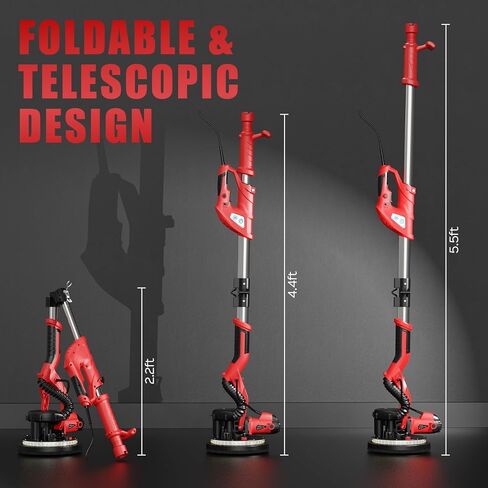 Drywall Sander, Upgraded 8-Amp Popcorn Ceiling Removal Tool with 7 Variable Speed 800-1800RPM, Drywall Sander with Vacuum Dust Collector with LED Light, Bench Grinders,12pcs Sanding Discs, Rose Red in Kuwait