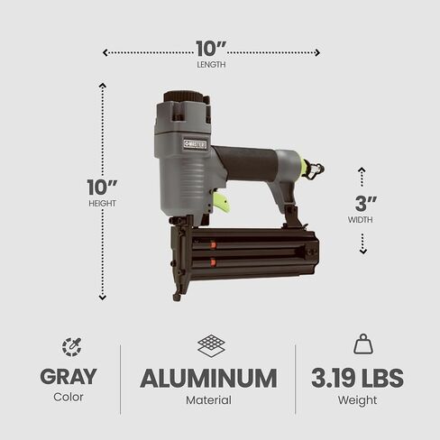 Master Mechanic Pneumatic 18 Gauge Die Cast Brad Nailer, Lightweight Aluminum, Side Load Magazine, Drives 3/8" to 2" Nails for Trim, Base Molding in Kuwait