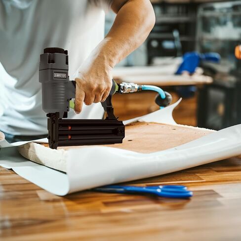 Master Mechanic Pneumatic 18 Gauge Die Cast Brad Nailer, Lightweight Aluminum, Side Load Magazine, Drives 3/8" to 2" Nails for Trim, Base Molding in Kuwait