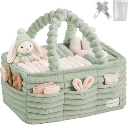 Blissful Diary Flannel Diaper Caddy Organizer with Gift Packaging, Portable Nursery Storage Basket, Gift for Baby Shower, Newborn Boys & Girls Essentials, Registry Search Must Haves, Blush Pink in Kuwait