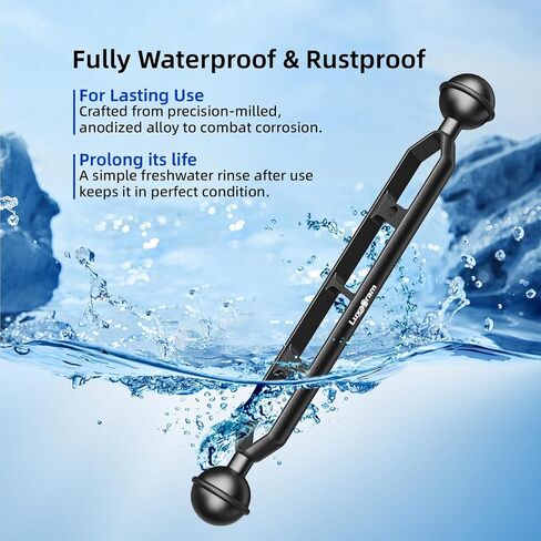 Luxagram 2PCS 9" Double Ball Arm for Underwater Photography, Professional Adjustable Dual Ball Joint Light Mount, Aluminum Alloy Clamp for Camera Tray, Video Lights&Strobes in Kuwait