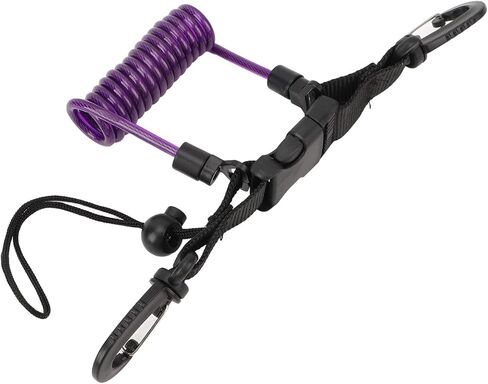 Diving Camera Lanyard Buckle Stainless Steel Wire Spring Coiled Lanyard for Scuba Gear Underwater Equipment Dive Accessories with 360° Rotating Hooks & Webbi in Kuwait