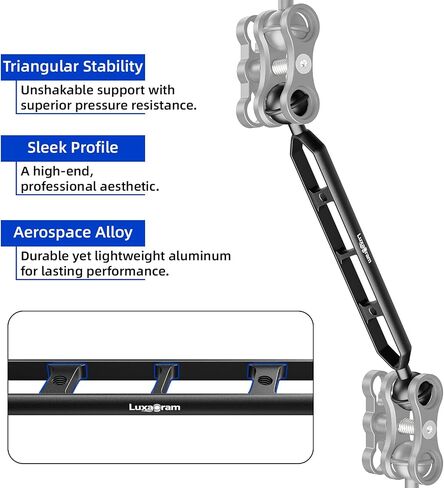 Luxagram 2PCS 9" Double Ball Arm for Underwater Photography, Professional Adjustable Dual Ball Joint Light Mount, Aluminum Alloy Clamp for Camera Tray, Video Lights&Strobes in Kuwait
